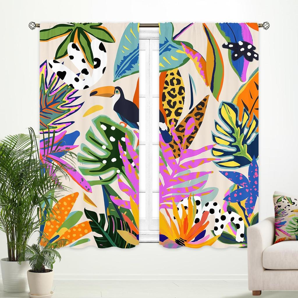 Modern Pink Bow Leopard Print Curtains Preppy Girly Cheetah Cute Pretty Sweet Girls Art Printed Retro Fashion Curtain Polyester With Rod Pocket