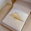 Real Gold Electroplated Open Square Women'S Fashion Slightly Inlaid Light Luxury Ring Index Finger Ring Of The Same Cold Wind