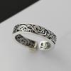Adjustable Open Ring With Vintage Motif Plated Unisex Boho Statement Jewelry Daily Wear
