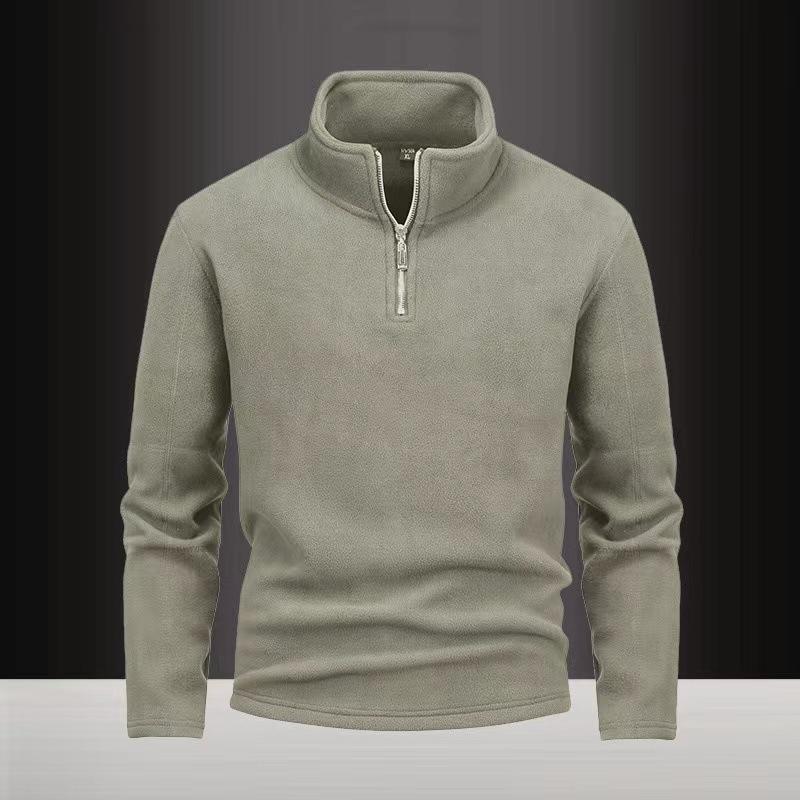 Velvet Stand-up Collar Jacket Half-zip Cardigan Long-sleeved Trendy and Versatile 450g Polar Fleece Double-sided Comfort