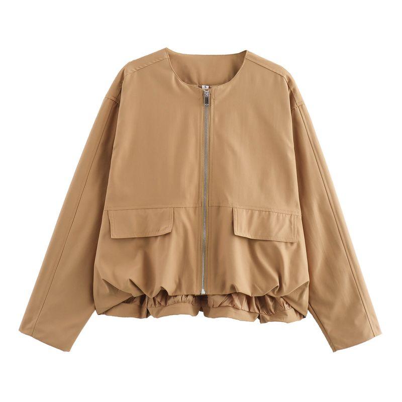 Spring New Women's Clothing Fashion Outdoor Casual Trench Coat Flying round Neck Jacket Long Sleeves Outwear 6740821
