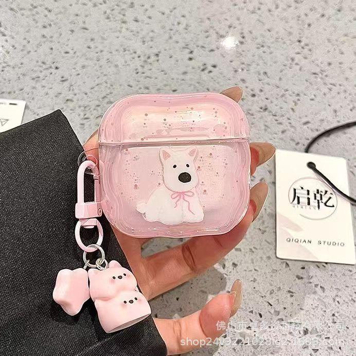 Pink splash ink West Highland puppy for AirPods pro1 protective case earphone cover pro1 bluetooth earphone case