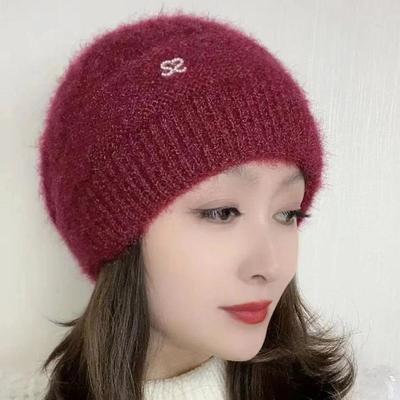 Herbst und Winter Polyester Umwickelte Kopfkappe Strickmütze Damen Warme Mütze Wolle Handgefertigt Jacquardmütze