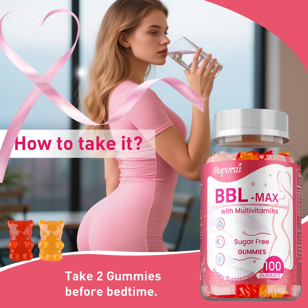 Multivitamin gummies, rich in vitamins A, C, E, and B6 extracts, support skin health, suitable for adults.
