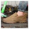 Men casual steel toe caps work safety shoes slip-on welder safe boots cow suede leather welding loafers worker footwear protect