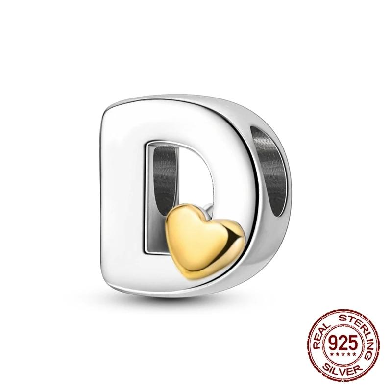 Copper Yellow Love 26 Letters Diy Love Charms Beads Fit 4Mm Hole Diameter Bracelets Fine Birthday Jewelry Gift