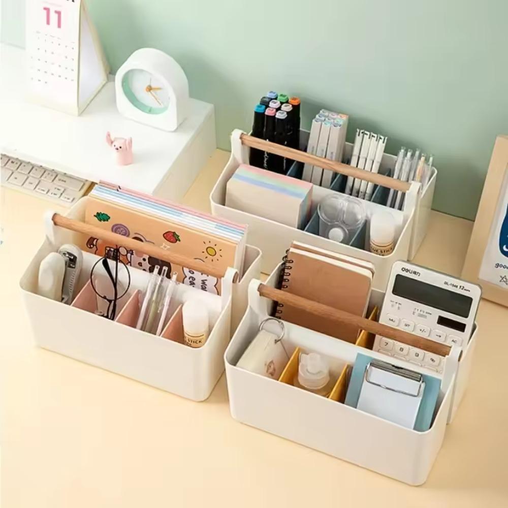 Portable Desktop Pen Holder School Office Large Capacity Stackable Cute Marker Pen Stationery Storage Box Creative Pencil Holder