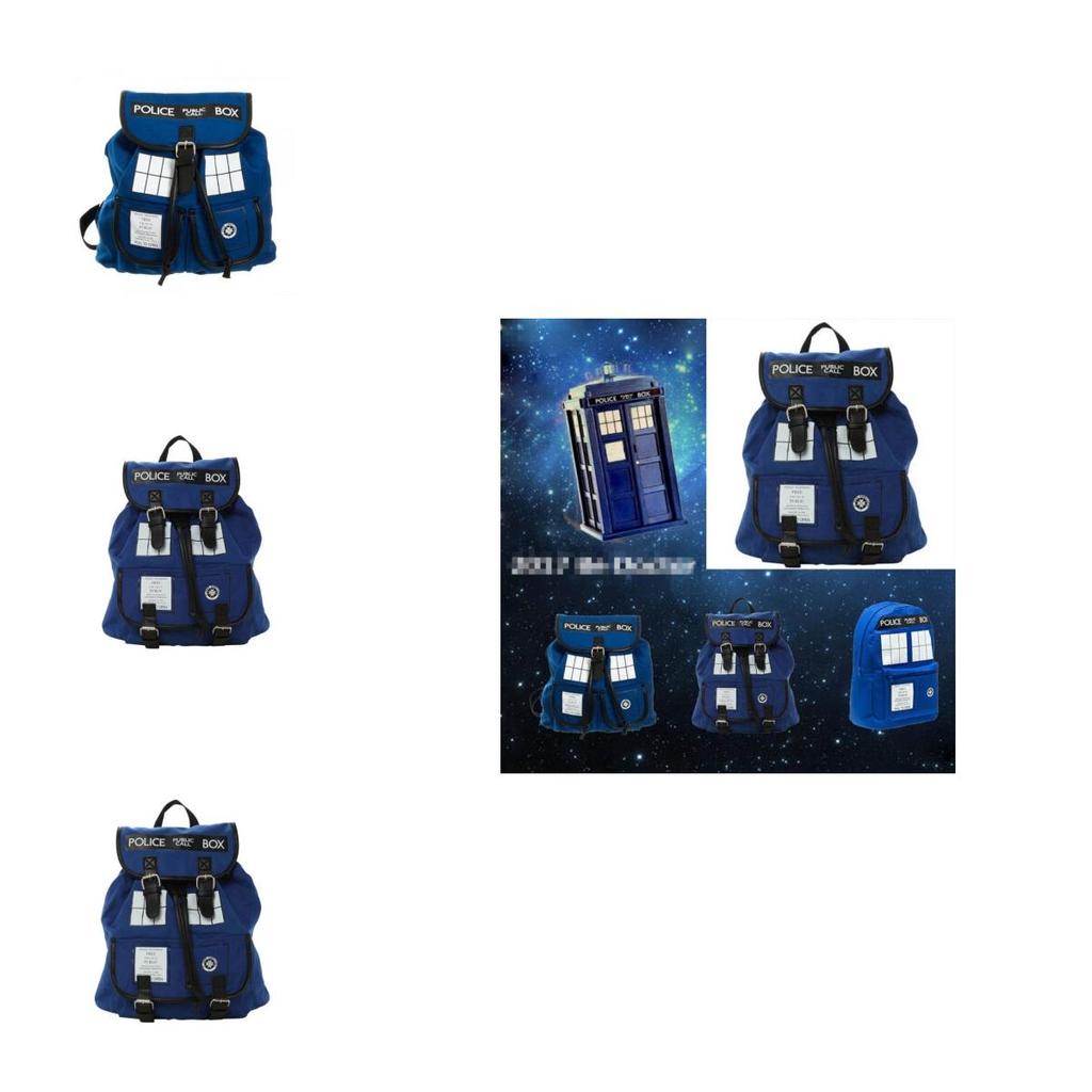 Doctor Who Tardis Canvas Backpack Stylish Shoulder Bag Large Capacity Slouch Purse