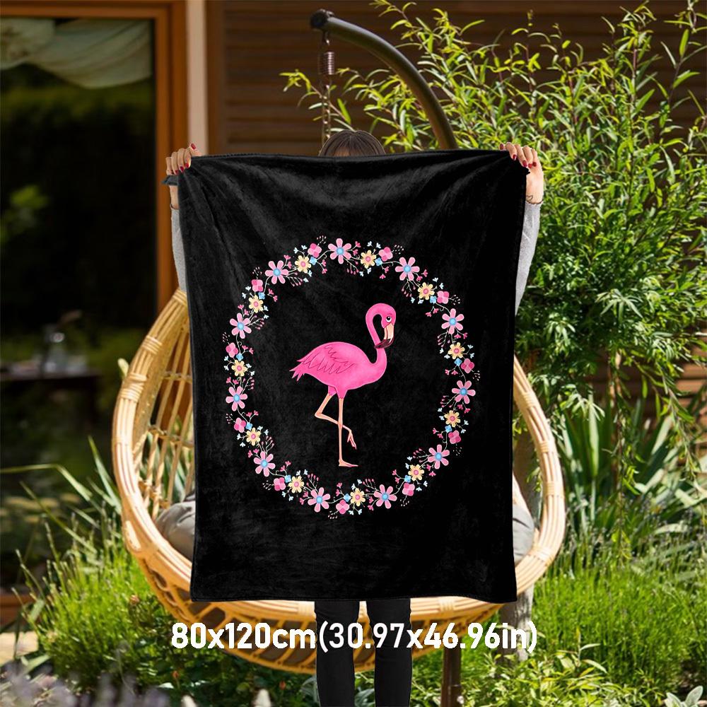 

1pc Flamingo Flowers Outdoor Flannel Blanket Soft Warm All-Season Throw for Sofa Bed Car Camping Office, Cozy Gift Idea1295S 80x120cm(31x47inch)