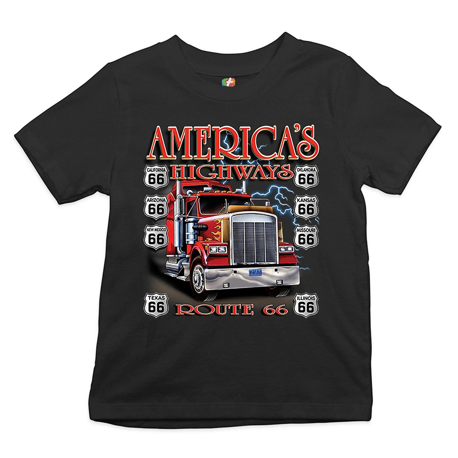

America s Highways Route 66 Youth kids boys T-Shirt Truck Driver Mechanic Teamster Kids 160