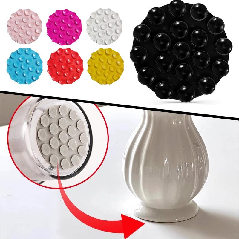 1/5Pcs Vase Anti-Toppling Sticker Silicone Suction Cup Sticker Double-Sided Easy Adhere,Prevent Knocking Over Vase Fixed Sticker