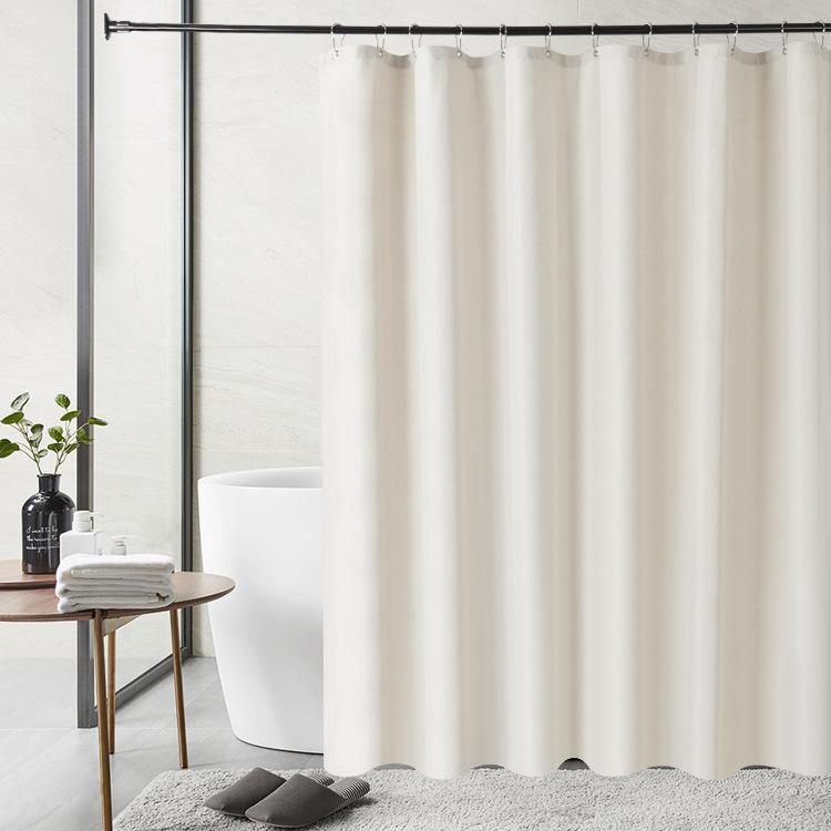 Luxury Linen Shower Curtain with Hooks Bathroom Waterproof Thick Fabric Bath Curtains Bathtub Large Bathing Cover