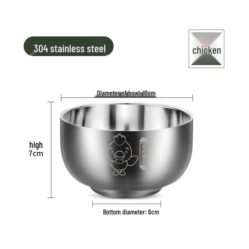 ZISIZ Stainless Steel Heat-Insulated Rice Bowl