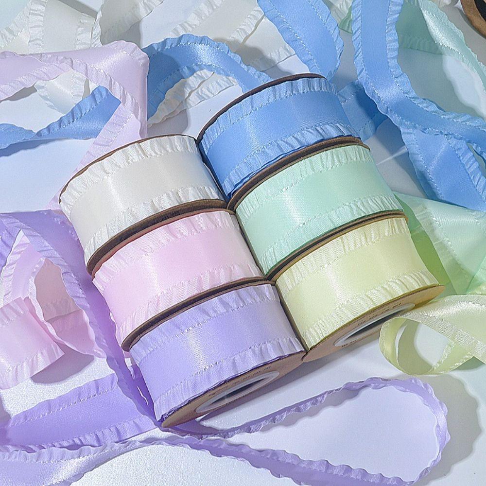 5yards Handmade Ruffles Edge Satin Ribbon Skirt Edge Woven Band  For DIY Hair Garment Accessories