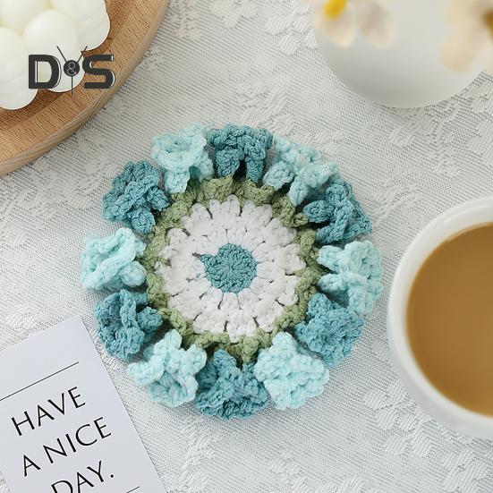 Květinový tkaný podtácek, protiskluzové držáky na kelímky, prostírání, dekorativní háčkovaná konvalinka, podložka na nápoje, opakovaně použitelný prostírání na stůl, kuchyňské doplňky.