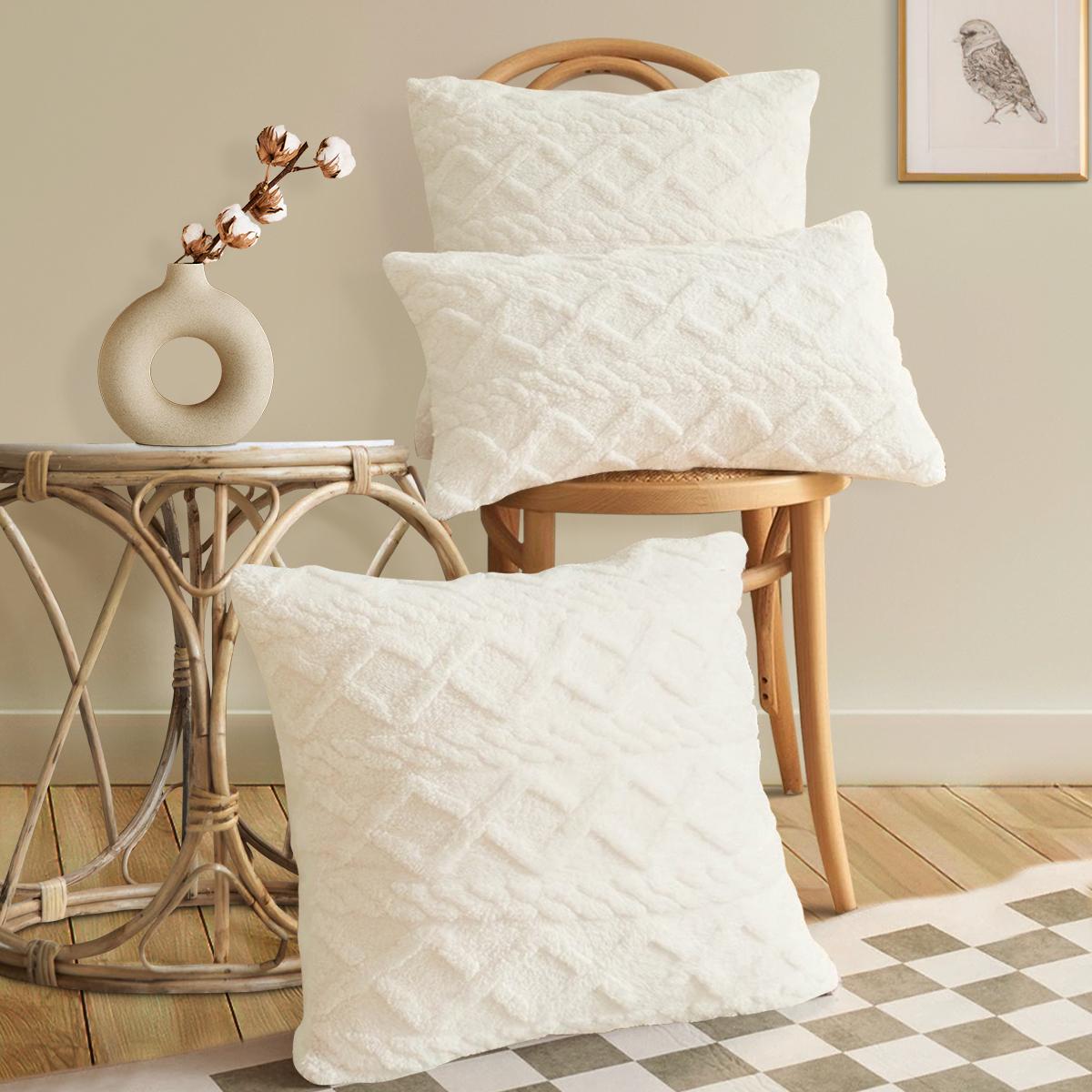 1 stuks dubbelzijdige jacquard pluche effen elastische kussensloop, bank kantoor lendensteun hoes, zonder kussenvulling 50cmx50cm 1PC