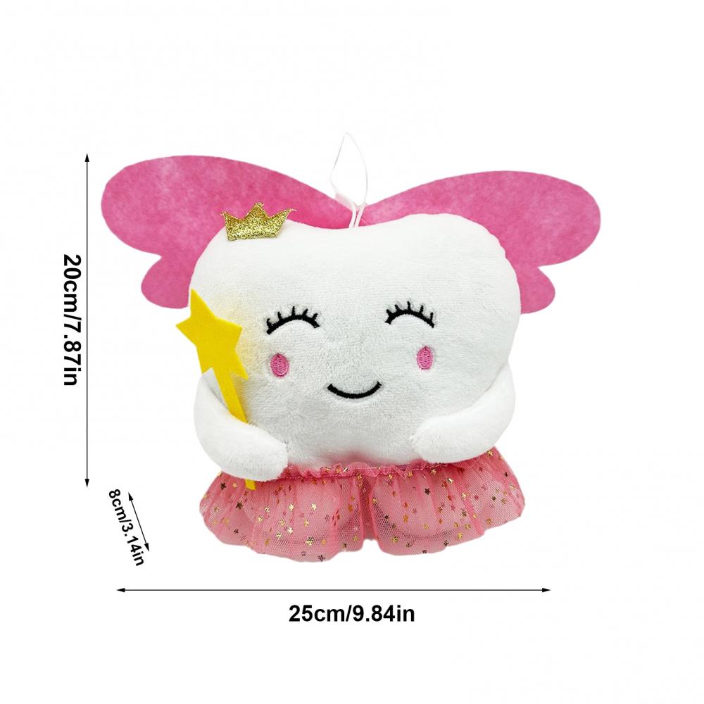 Подушка для зубов, милая зубная фея, плюшевая игрушка с крыльями, улыбка, мультяшная кукла-компаньон, удобные игрушки для малышей и детей на случай потери первого молочного зуба розовый