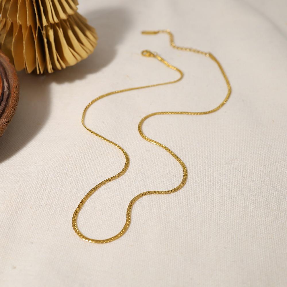 Acier Inoxydable Plaqué Or Vent, Chaîne Fine Serpent, Collier Simple Couche, Collier Inaltérable, Bijoux en Acier Titane