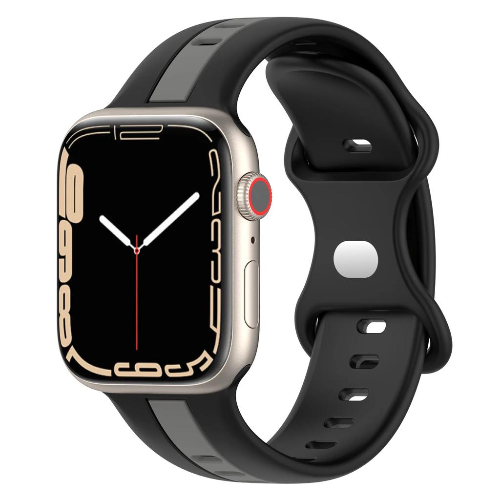 Silicone Strap For Apple Watch Ultra 3/2 Band 49mm 45mm 41mm 44mm 42mm 46mm Two-color Bracelet iWatch 11 10 9 8 7 6 5 4 SE Belt