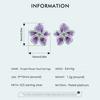 BAMOER Purple Flower Earrings for Women, 925 Sterling Silver Cute Plumeria Cherry Blossom Hypoallergenic Stud Earrings For Girl