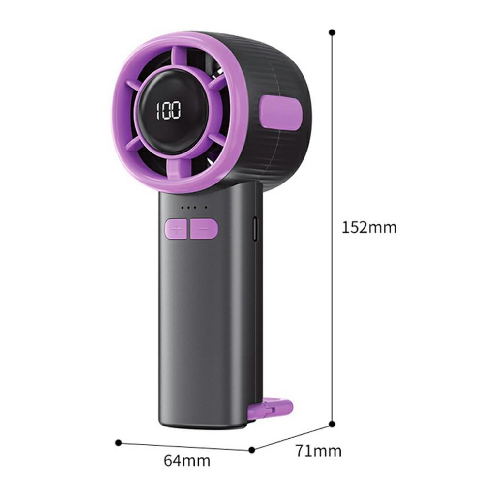 (Schwarz/Lila) Hochgeschwindigkeits-Handventilator USB Digitalanzeige Tragbarer Kühlventilator mit Karabiner, CE-zertifiziert