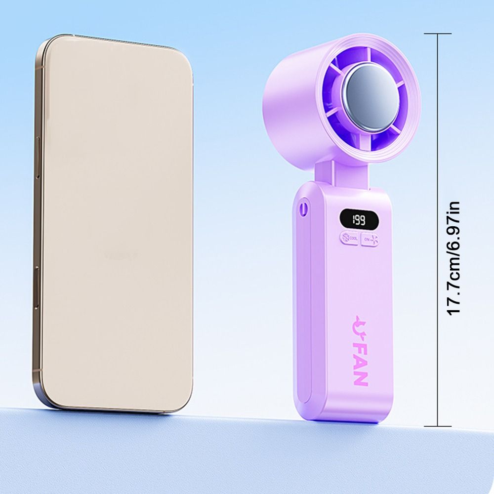 Semiconductor Refrigeration Mini Handheld Fan LED Display Powerful Turbo Fan  Outdoor Travel