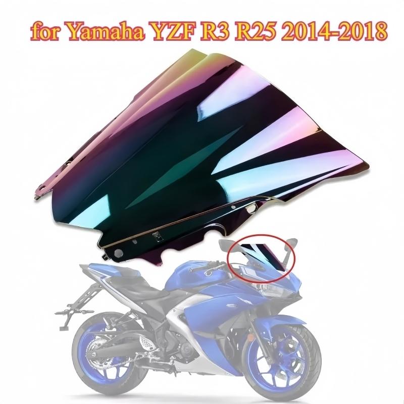 Motorcycle Windshield Windscreen Double Bubble Front Windshield Wind Deflector for Yamaha YZF R3 R25 2014 2015 2016 2017 2018