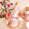 Christmas Candy Jar Christmas Plush Santa/Snowman/Elk Candy Holder Pink Candy Storage Box Fruit Packaging Jar for Home Decor