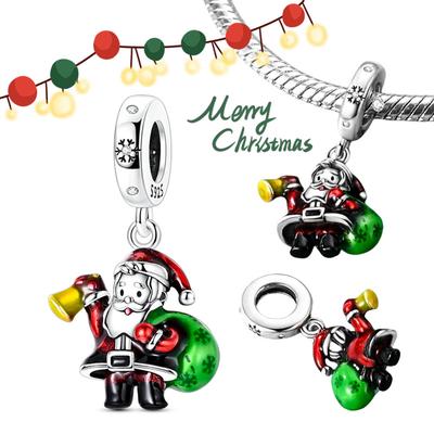 Copper Cute Santa Claus Pendant Beads Fit Original Charm Bracelet Pendant Women Diy Fine Jewelry Christmas Gift