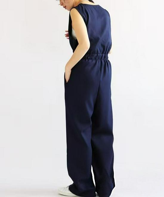2025 High Waist Sleeveless Zipper Jumpsuit - Summer Pre-sale
