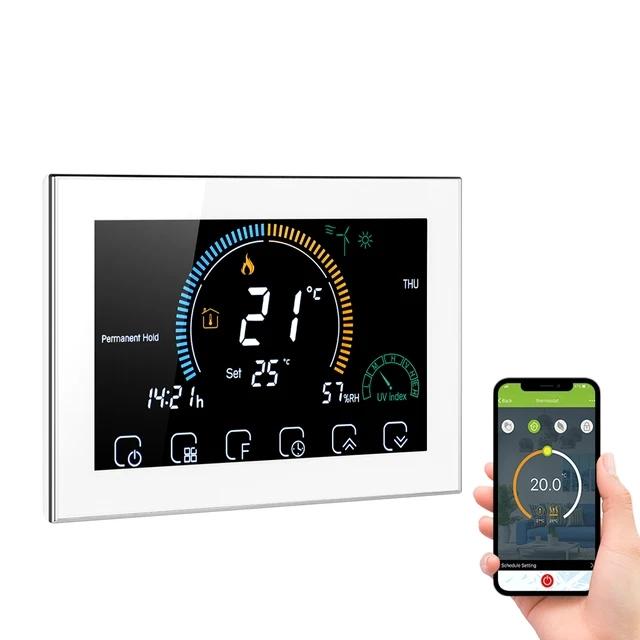 Smart WiFi Thermostat Temperature Controller for Gas Boiler Electric Underfloor Heating Humidity Display Works with Google Home