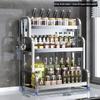 304 Stainless Steel 2-Tier Kitchen Spice Rack with Wheels