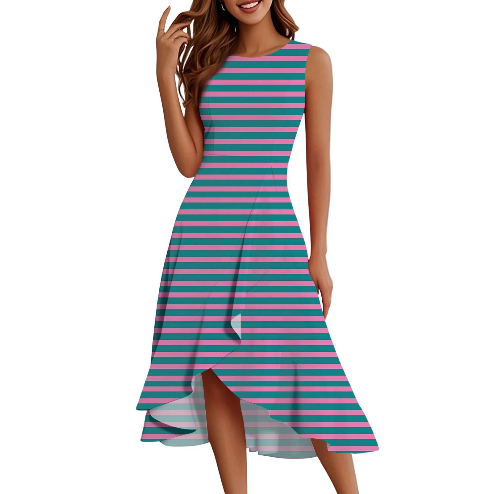 

Женские модные повседневные платья без рукавов с круглым вырезом и принтом, элегантные, темпераментные, с оборками L