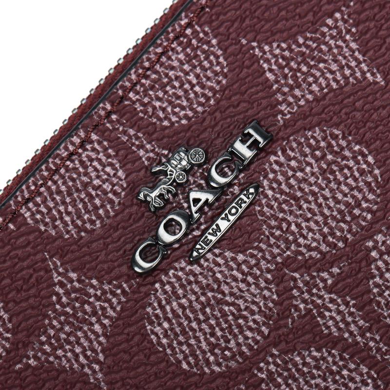 Coach Boxed 16 Logo Zip Closure Coated Canvas Clutch Small Women's Wine