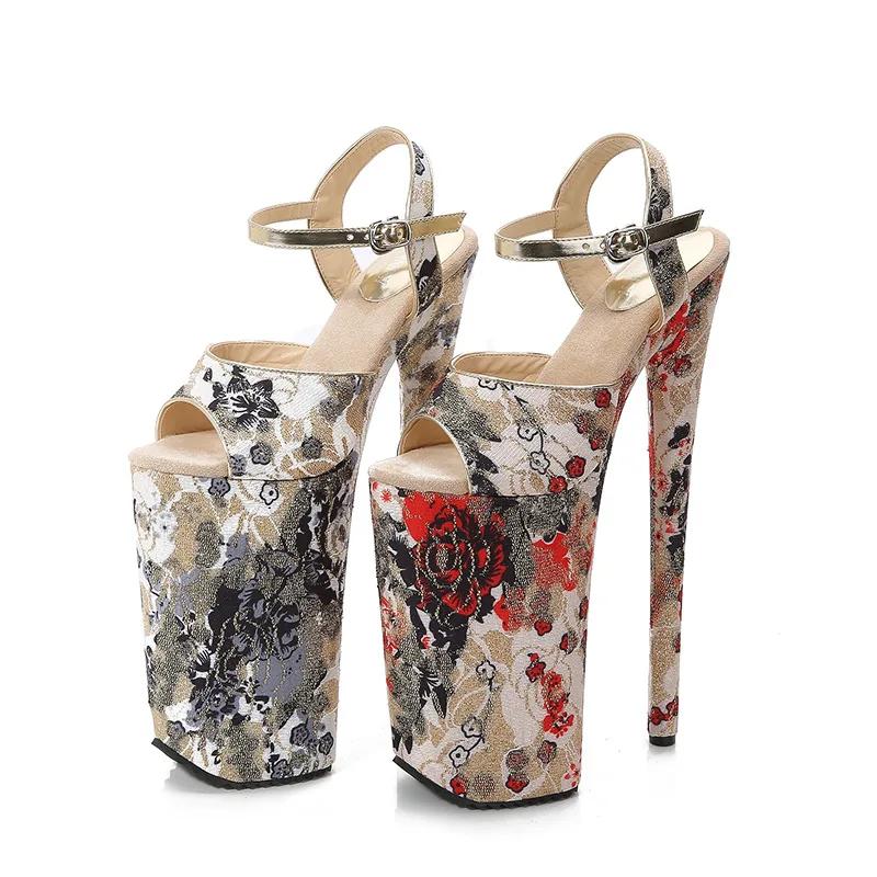 Fashion 2025 Women Fish Toe Black White Sexy Super High Heels Sandals Model T Station 26CM Stage Catwalk Sandals
