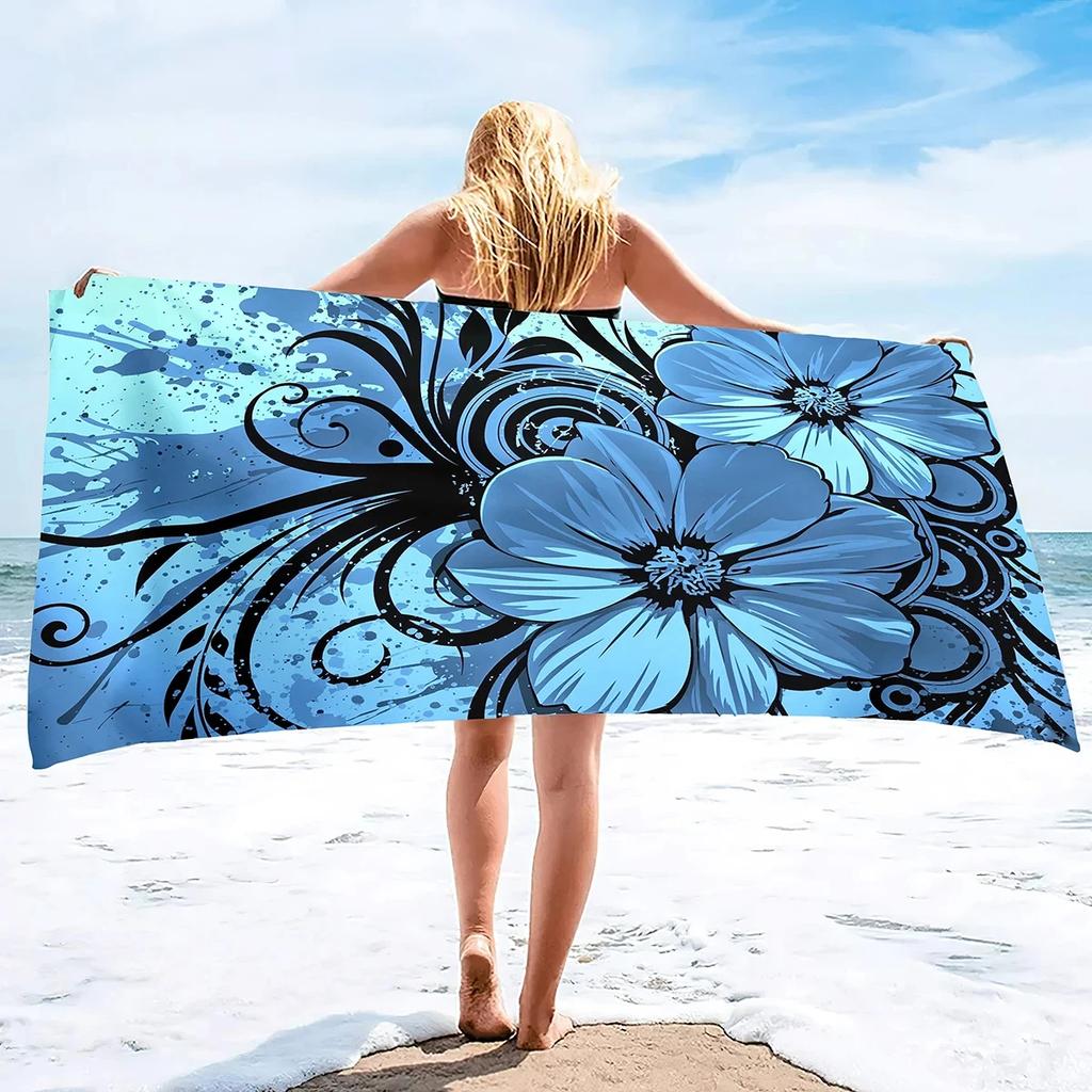 Botanical Floral Beach Towel Microfiber Vintage Flower Bath Towel for Sport Swim Quick Dry Kitchen Hand Towels Bikini Cover Up