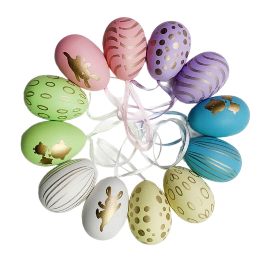 Personalized Easter Crafts Artistic Painting Easter Eggs Set Tree Hanging Pendants Easter Decorations Plastic