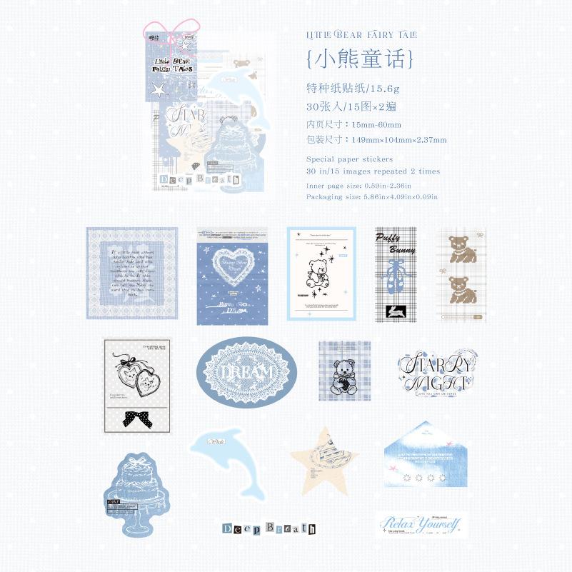 30sheets/1lot Kawaii Scrapbook Stickers Inorganic salt color Junk Journal Gold Planner Stationery Planner Decorative