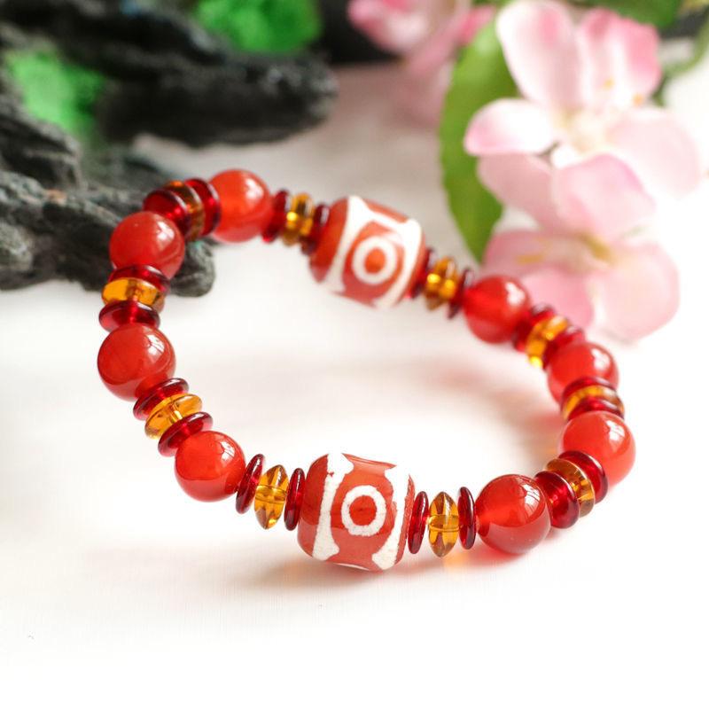 2026 Three Eyes Tibet Beads Bracelet Jewelry Red Agate Live Delivery Chinese Style S1122561