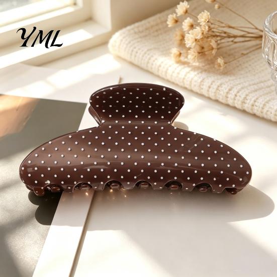 Matte Shark Clips for Thick Hair Polka Dot Claw Clip Women, Lightweight Acrylic Non-Slip Jaw Clip, Half Tied Hairstyles Elegant Strong Hold