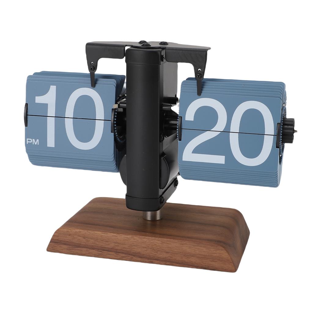 Digital   Desk Clock 12 Hours Battery Powered Retro Mechanical Auto   Down Clock with Wood Base for Living Room