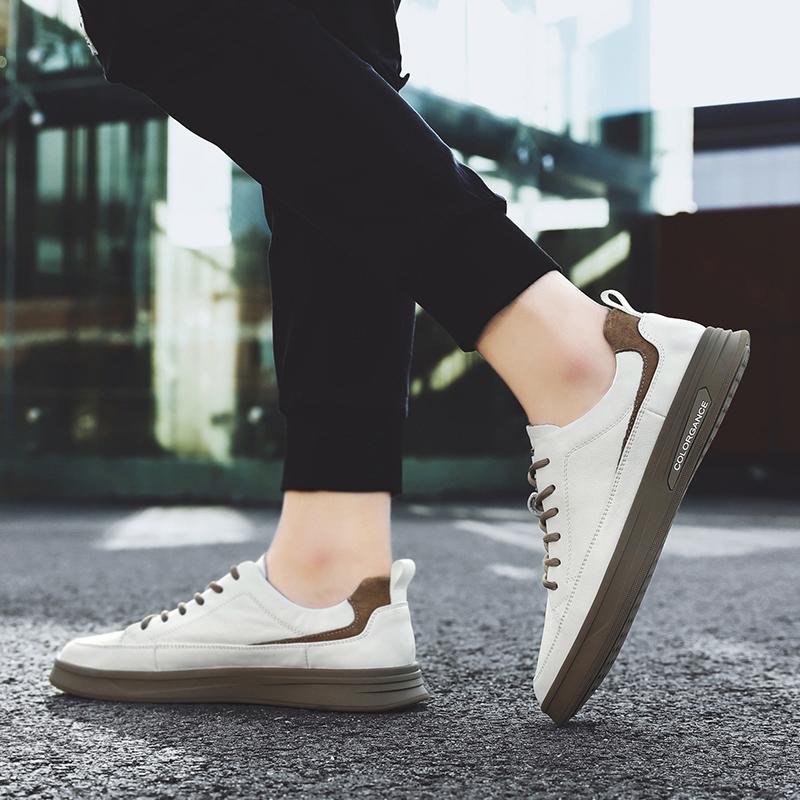 Erkekler Trendy Deri Düz Ayakkabı yumuşak taban rahat ayakkabı moda beyaz ayakkabı boyutu 39 44 Erkekler Trendy Deri Düz Ayakkabı yumuşak taban rahat ayakkabı moda beyaz ayakkabı boyutu 39 44