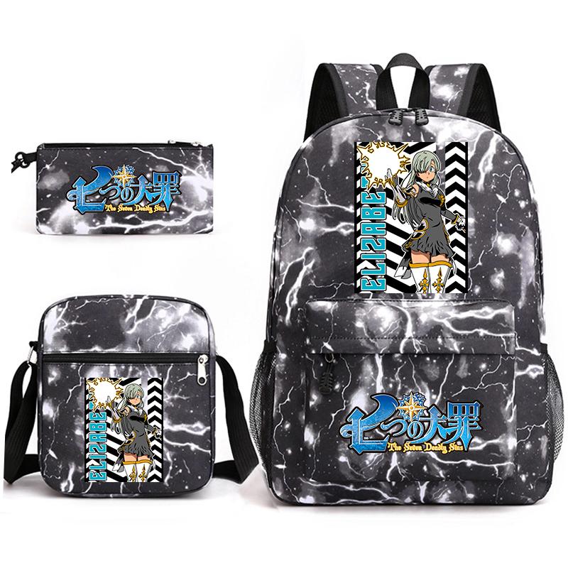 Anime The Seven Deadly Sins School Backpack Set with Shoulder Bag Pencil Case for Kids Teens Daily Bookbag