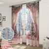 2 Pcs Pink artificial gauze print curtains,suitable for bedroom,living room kitchen decoration,home decoration,window decoration