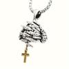 Vintage Art Fashion Prayer Two Handed Cross Men's Pendant Necklace Charming Jewelry Suitable for Men's Daily Wear