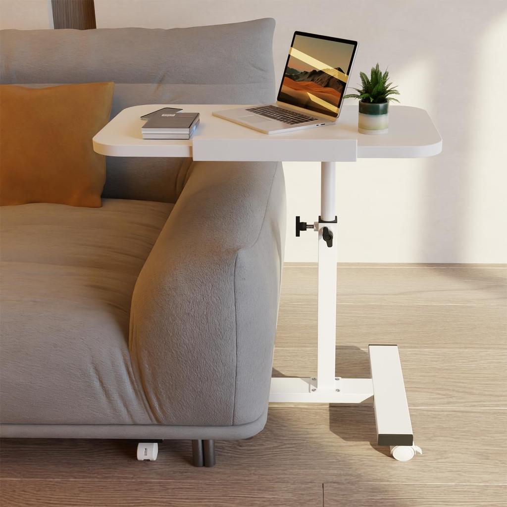 LBFXQ Side Reversible Desktop Side Table with 55cm Wide X 32cm Deep X Height Adjustable Folding Easy Lazy Desk for Working from Home Table, Casters,