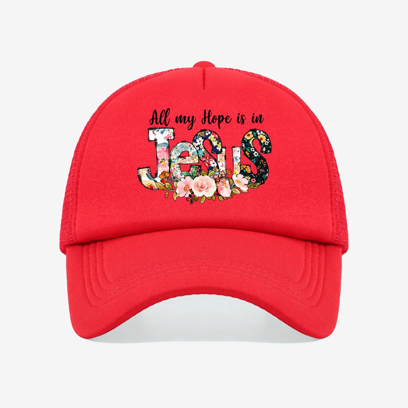 

1PC American Retro Flower Jesus Mesh Hat | Multi color Contrast+Breathable Mesh Fabric Belief Wearing Needs красный