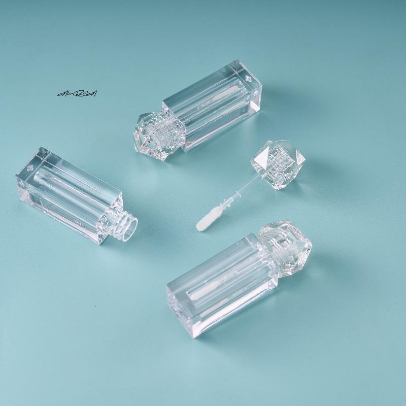 1/3 st 3/6 ml Diamant Klar Tom Läppglansbehållare Plast Återfyllningsbar Kosmetisk Läppstift Behållare Provflaska för Smink