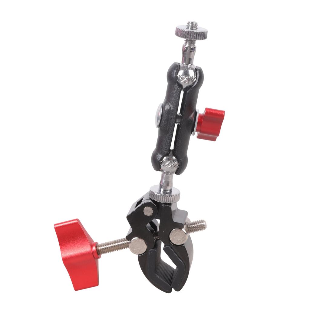 Adjustable 1/4inch Threaded Ball Mounting Arm Heavy Duty Iron Clamp Rotatable Metal Clamp for Mobile Phone Monitor Video