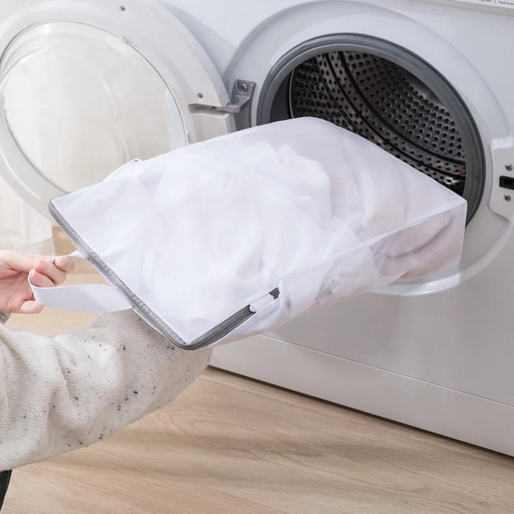 4PCS Zipper Laundry Bag Large Capacity 4 Size Fine Mesh Coarse Mesh Washing Bag For Clothes Jeans Blankets Durable Washing Net